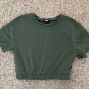 Express Army Green Crop Top Size Small
